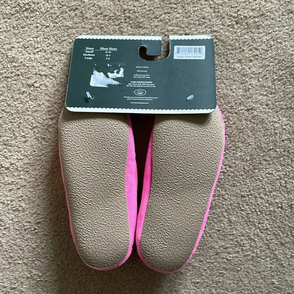 Laura Ashley Girls Pink Moccasin Slippers - Size L (2/3)